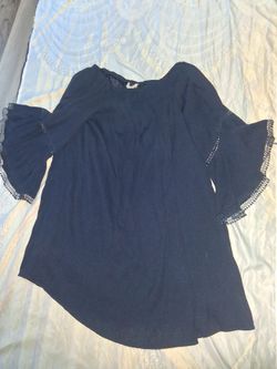 Navy Bell Sleeve Mini Dress (3x)