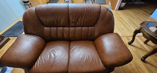 2-Piece Classic Leather Sofa Set (3-Seater Sofa + Loveseat) – $130 - $130 (Everett)