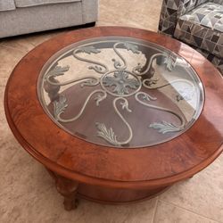 Solid wood Glass Top coffee table and end table