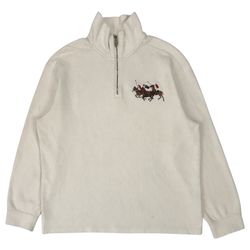 Polo Ralph Lauren Triple Pony 1/4 Zip Sweatshirt Large L Beige Crewneck Pullover