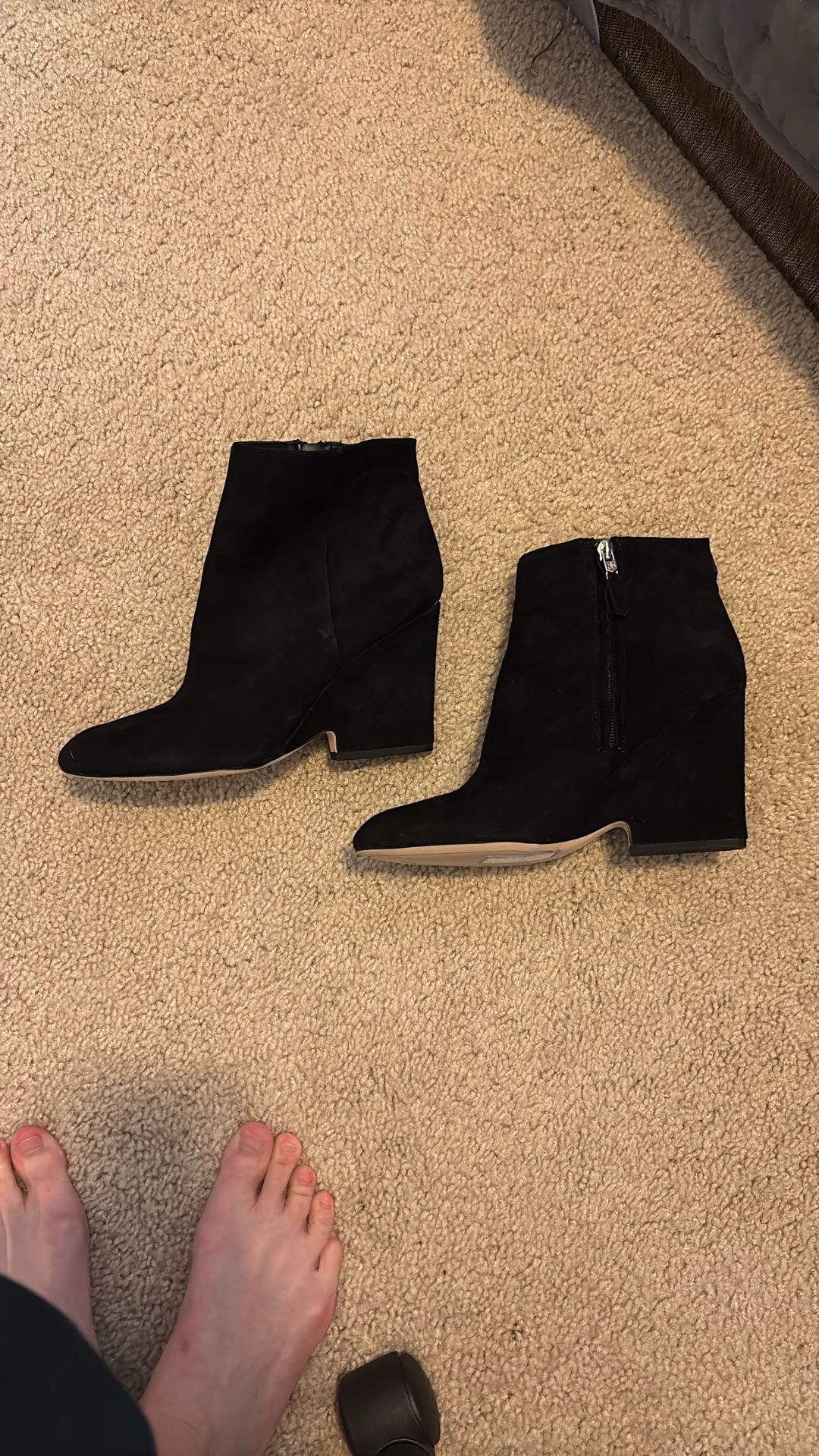 Sam Edelman Black Suede Wedge Booties