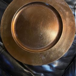 4 Metallic 13" Plastic Charger Round Plate Brushed Silver