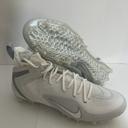 Nike Men's Alpha Huarache 8 Elite LAX Size 12 White Grey Cleats  New