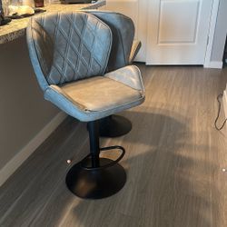2 Adjustable Velvet Barstools 