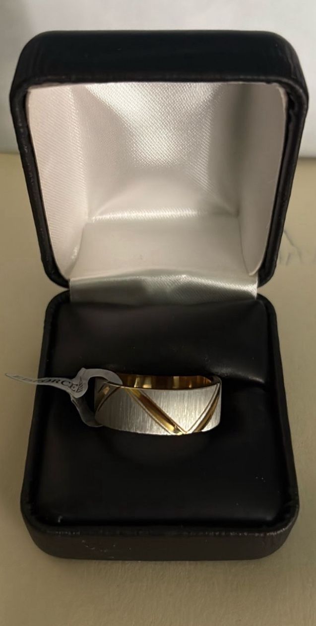 Stainless Steel, Gold And Silver Ring Size 10