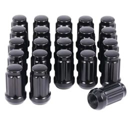 20pc 12x1.5 Lug Nuts with Socket Key | Cone Seat Closed End Black Spline