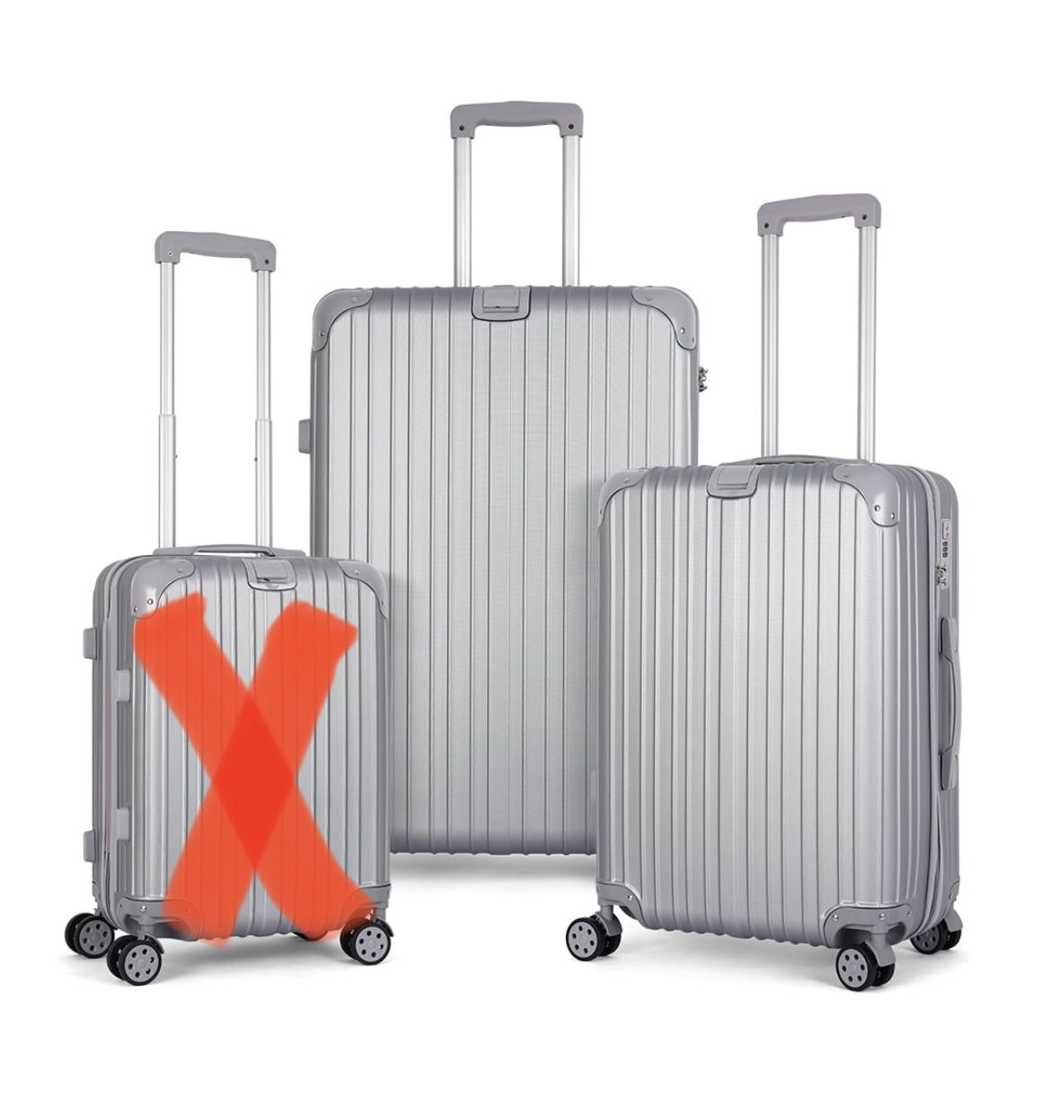 Grand Creek Nested Hardside Luggage Set in Bright Silver, 28 -24 In