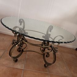 Beautiful Wrought Iron And Glass Coffee Table 