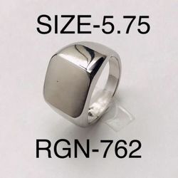 Signet Square Silver Tone Ring for Men & Women: Size-5.75/RGN-762