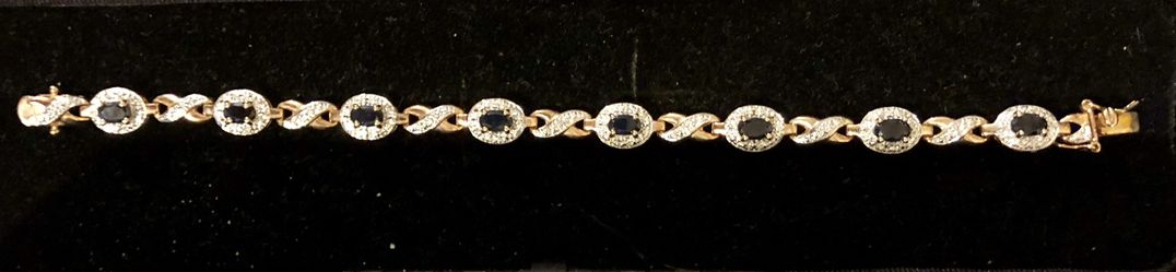 sterling silver bracelet with sapphire and diamonds