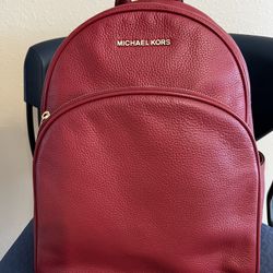 Large Red Authentic Michael Kors Backpack  Like New