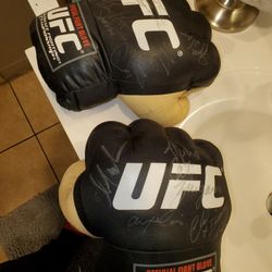 Big UFC gloves with Autographs