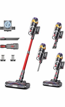 Cordless Vacuum Cleaner, Upgraded 55KPA 650W 70Mins Stick Vacuum with Hurricane Mode, Self-Standing, Touch Screen, 1.8L Dust Cup, Anti-tangle Wireless