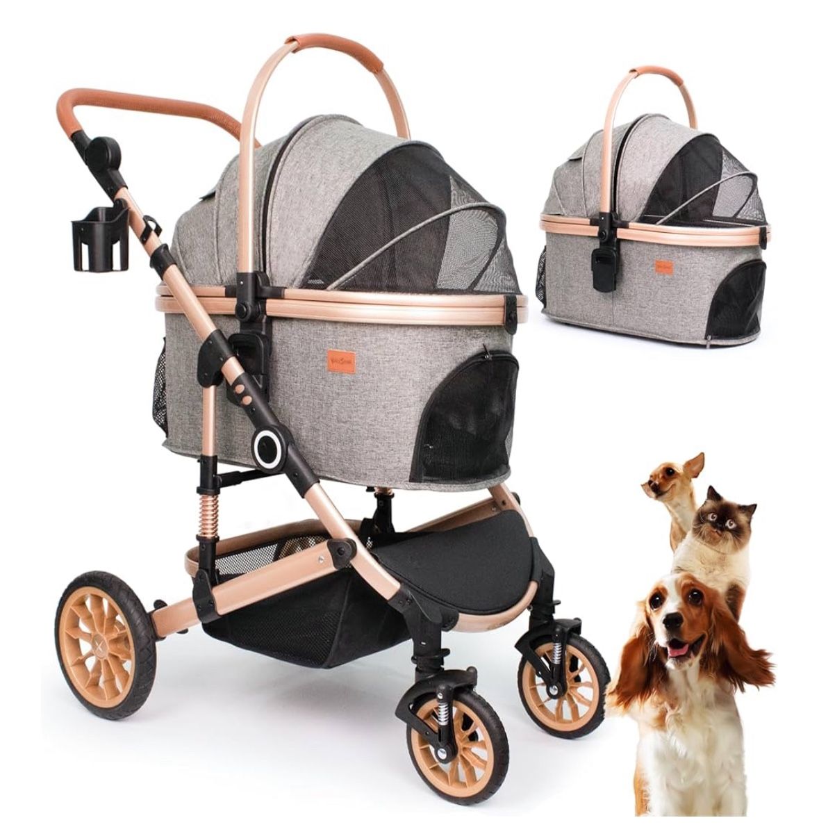 NIB Rose Gold And Grey Pet Stroller