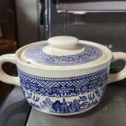 Blue Willow Cream and Sugar Bowl Set, Vintage Royal China Ironstone Oriental