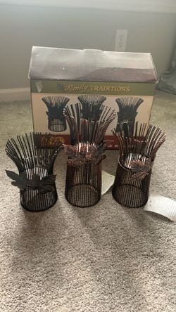 Cracker Barrel Set Of Three Candle Holders