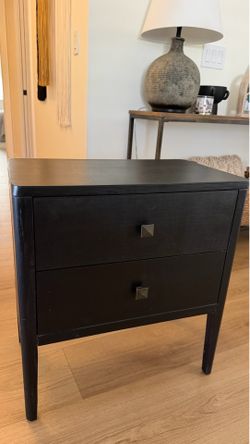Modern Black 2-Drawer Nightstand / End Table