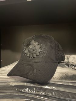 "Custom Black Suede Embroidered Flower - Brand New / Deadstock"