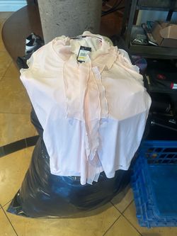 FREE WOMEN XL, L SIZES . Light Pink Ruffle Neck Blouse with Tags