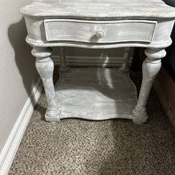 Wood White Washed Side Table