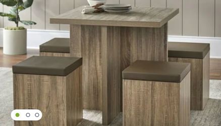 5 Piece Dining Table Multifunctional Dining Table with 4 Storage seat