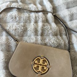 Tory Burch Almond Leather Clutch
