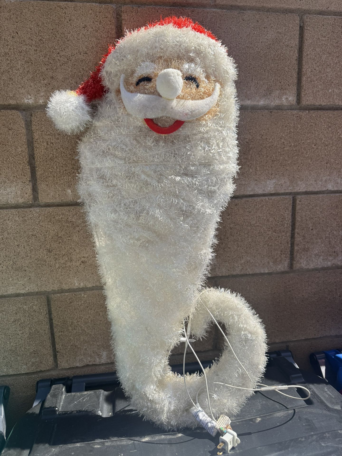 Northlight Lighted Sisal Santa Face Christmas Yard Art Decoration, 39", Red