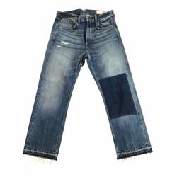 rag & bone Blue Denim Straight Jeans Distressed 5-Pocket Button Fly