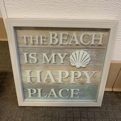 "THE BEACH IS MY HAPPY PLACE" Framed Wall Art
