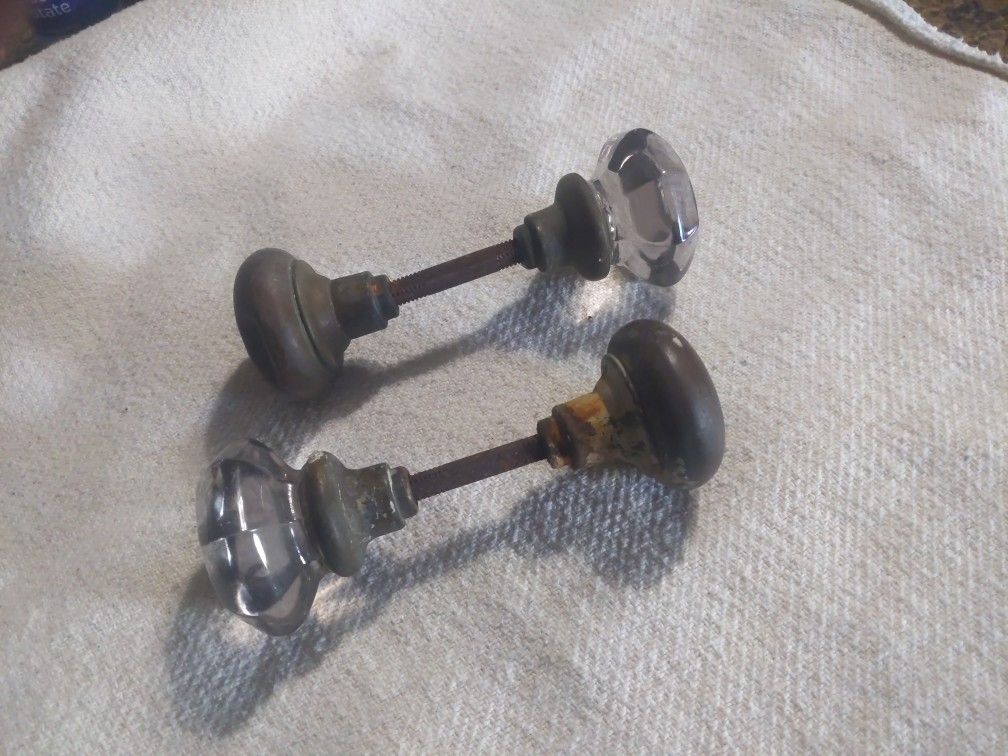 Glass Brass Antique Doorknobs