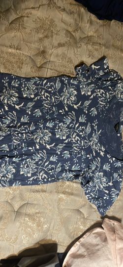 Blue Floral Short Sleeve Top