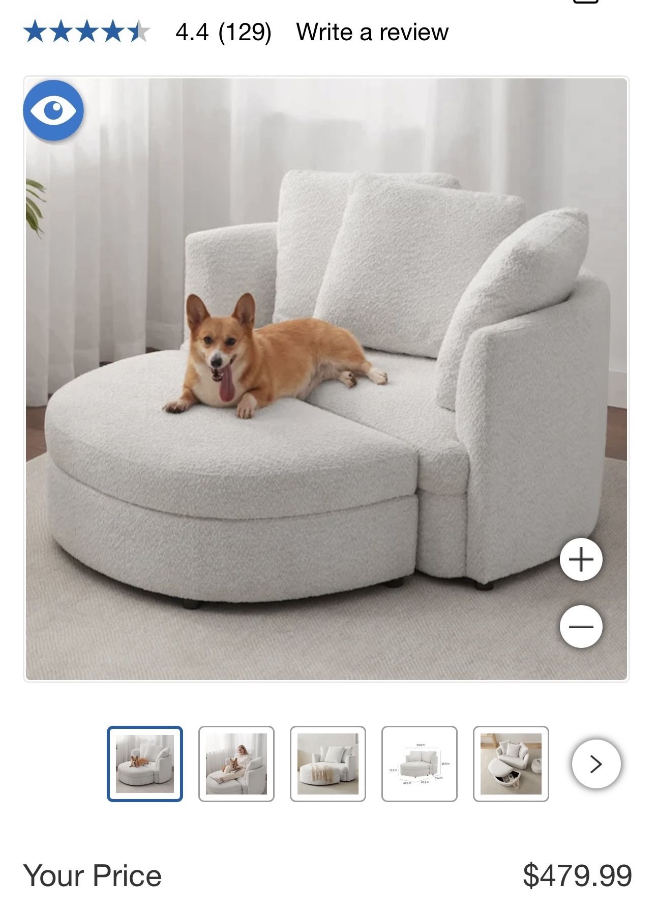 Holley Oversized Fabric Accent Chair with Storage Ottoman
