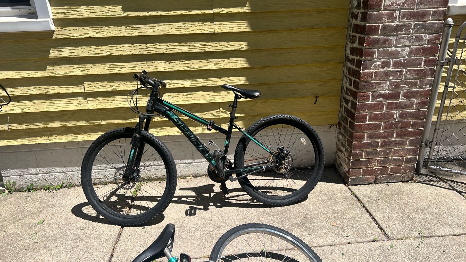 green and black mountain bike