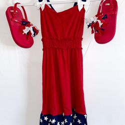 ~Gymboree Girls 4th Of July Sundress With Matching Shoes~Sz 8