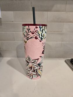 Starbucks Floral Cold Cup Tumbler with Straw