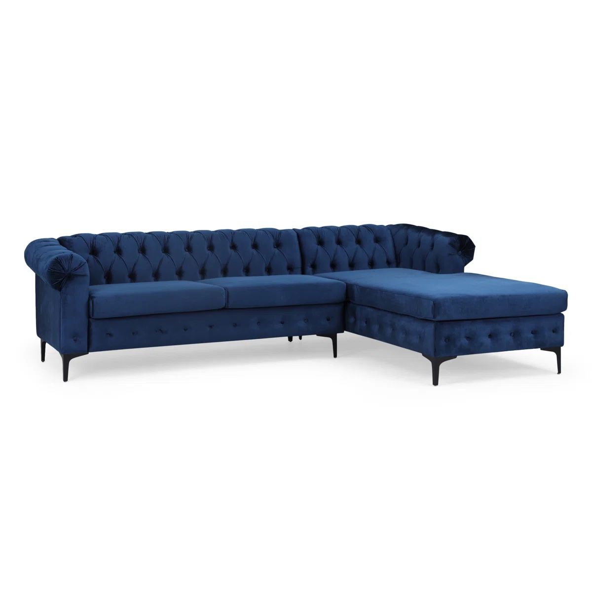 2 Piece Blue Velvet Sectional