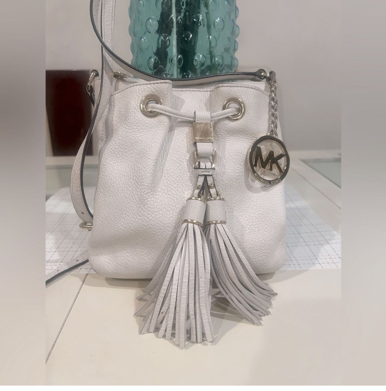 Michael Kors Pearl Color Crossbody Authentic Bag with Tassels 