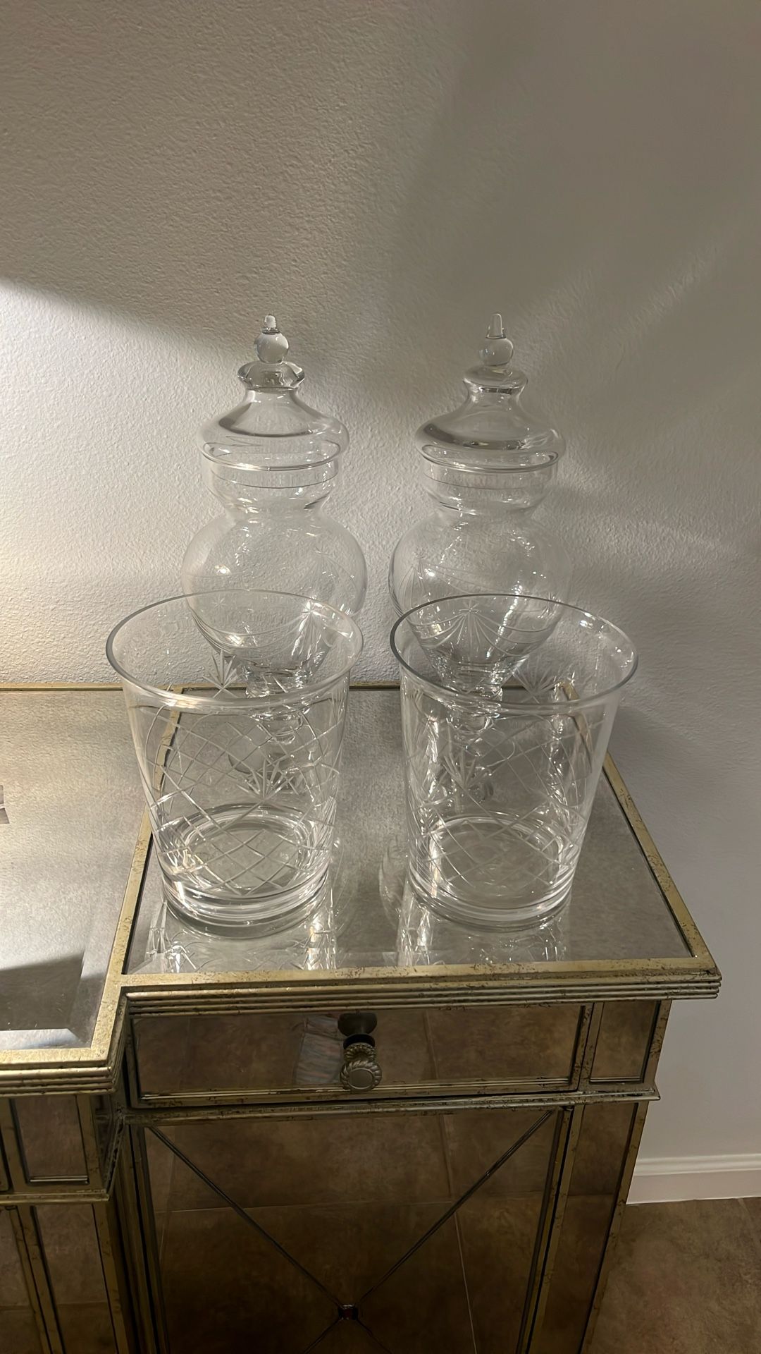 Vintage 4pc Blown Glass Cut Drape Star Set