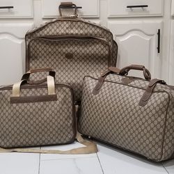 Vintage Gucci  GG Supreme 3 piece briefcase luggage travel bag set