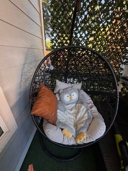 Black wicker hanging egg chair