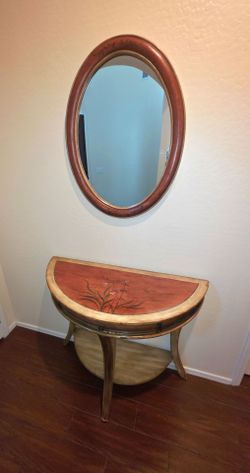 Half Moon Console Table with Matching Mirror – Elegant Entryway Set