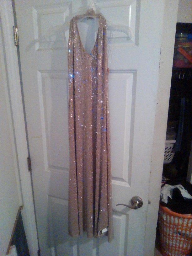 Sunfere sequin Backless Halter Dress Size Small