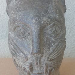 Benin Nigeria Bronze Statue head of a Leopard   18th century 