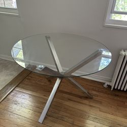 Glass Top Round Dining Table