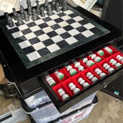 Marble Chess Set Black & White 