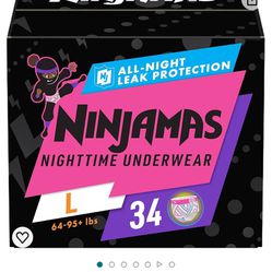 Ninjamas Girls Size Large 64-95 Pounds 