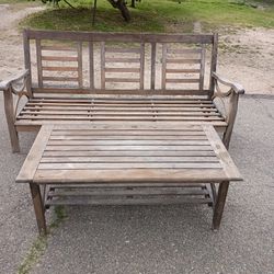 Teak Outdoor Bench With Table 