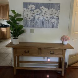 Long Table With Fake Decorative Plants Included 