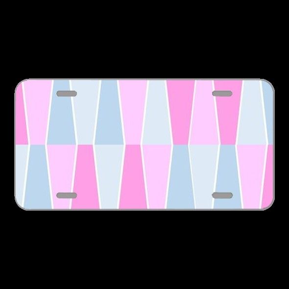 License Plate Novelty Car Front Geometric Pattern Design Pastels
