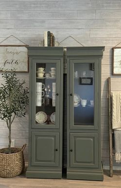 Set of Matching Custom Farmhouse Display Cabinets / Coffee Bar / China Hutch